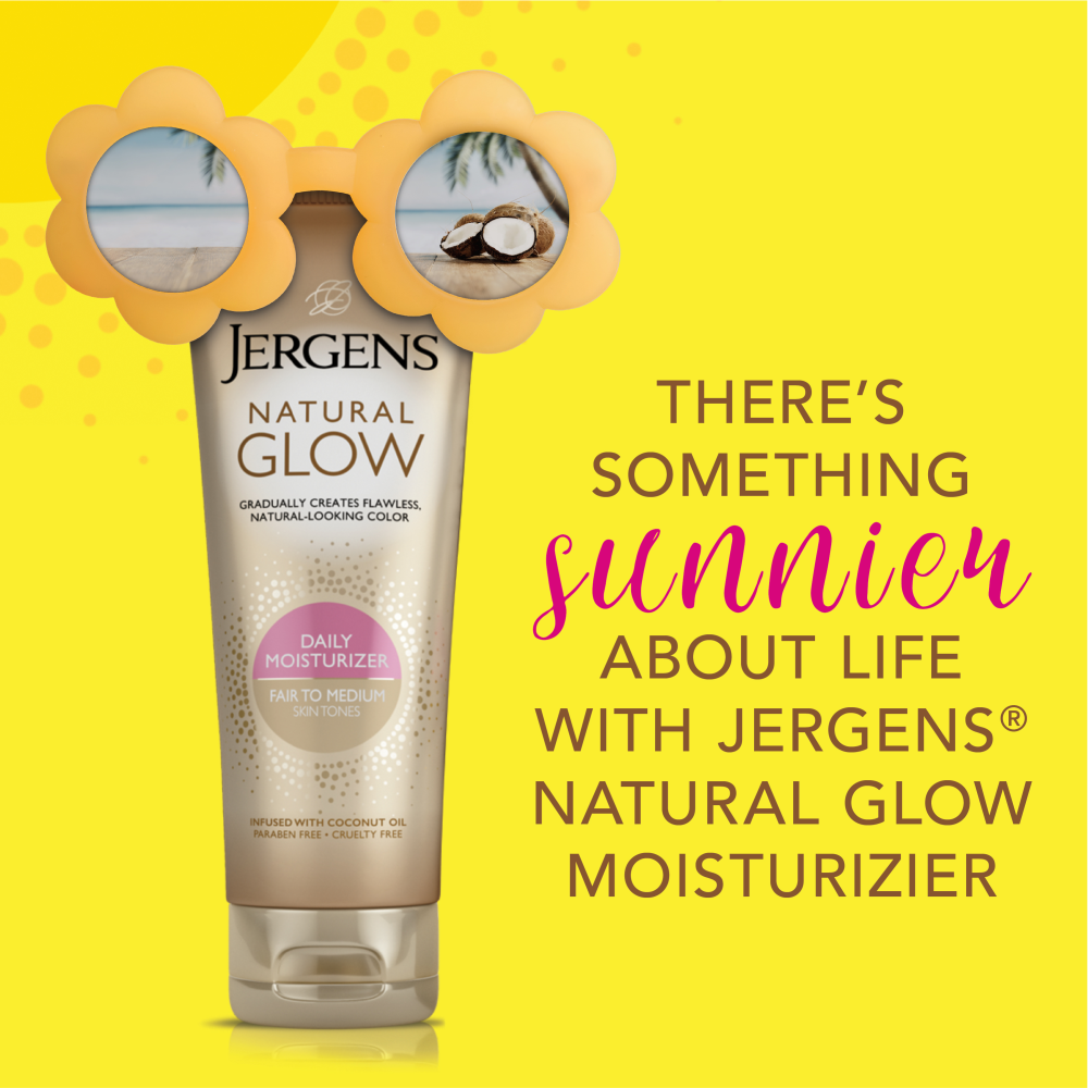 There;s something sunnier about life with Jergens Natural Glow moisturizer