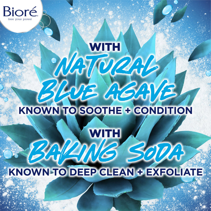 With natural blue agave known to soothe and condition. With baking soda knot to deep clean and exfoliate.