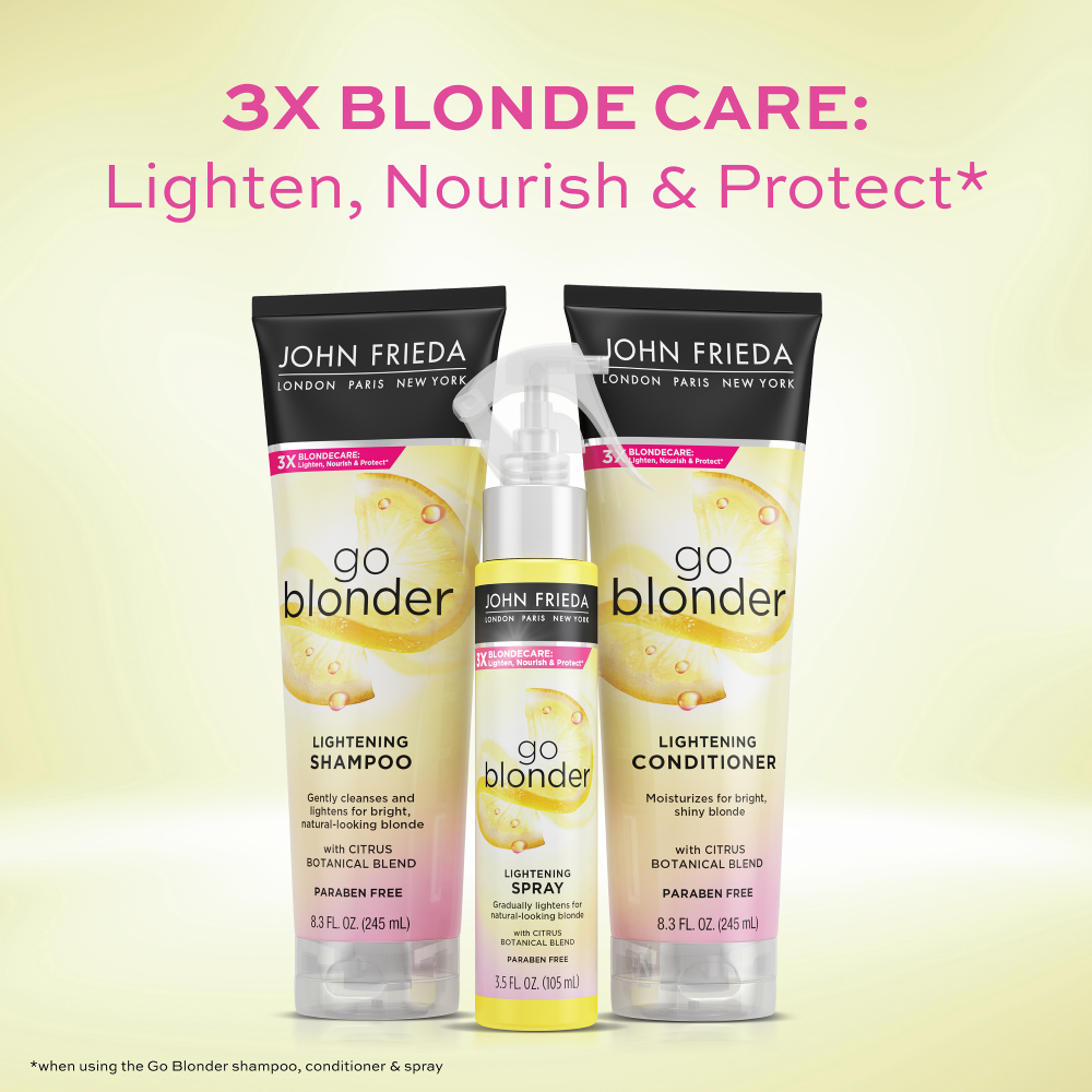 3X Blonde Care: Lighten, Nourish, & Protect when using the Go Blonder Lightening collection.