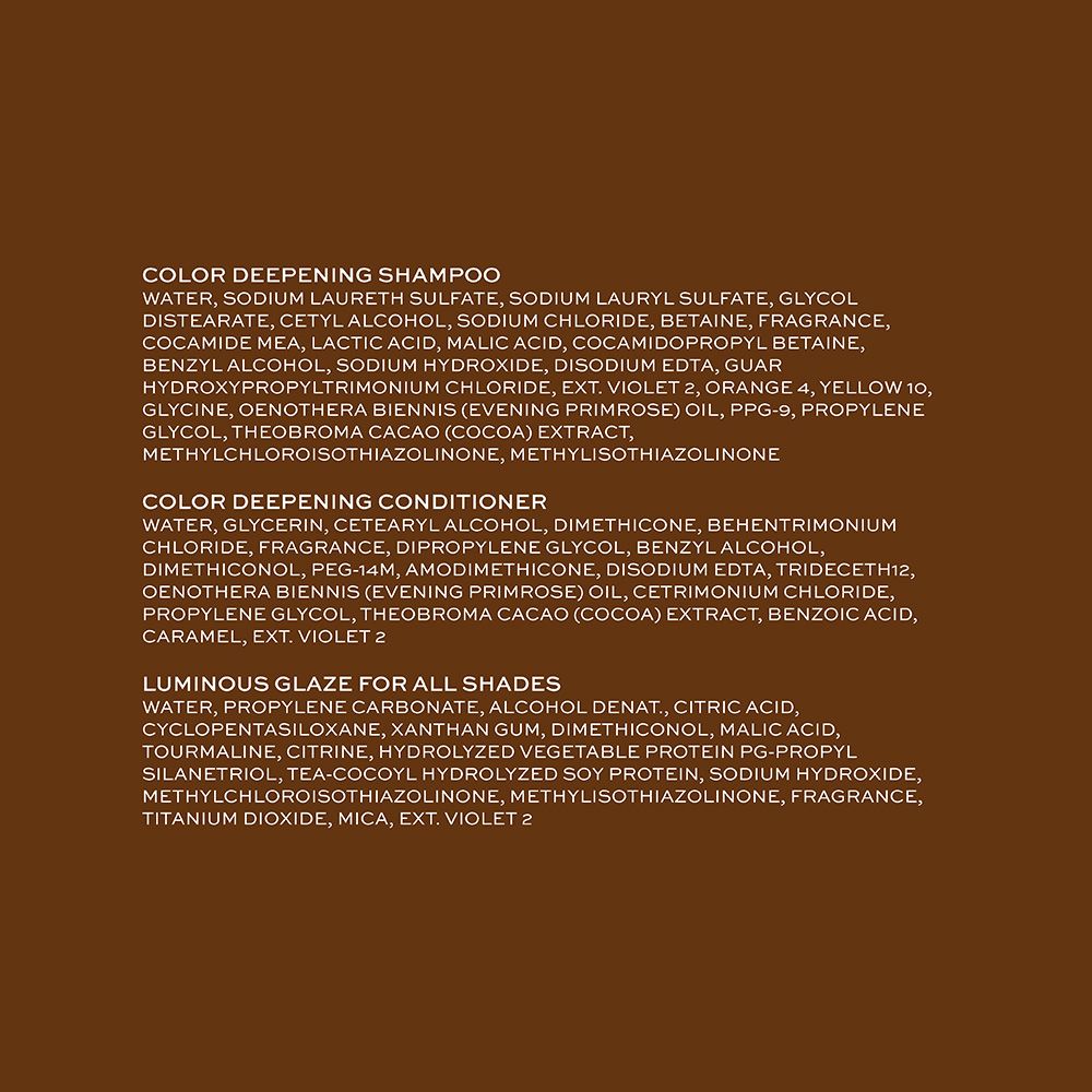 Ingredients within each product in the Midnight Brunette Bundle
