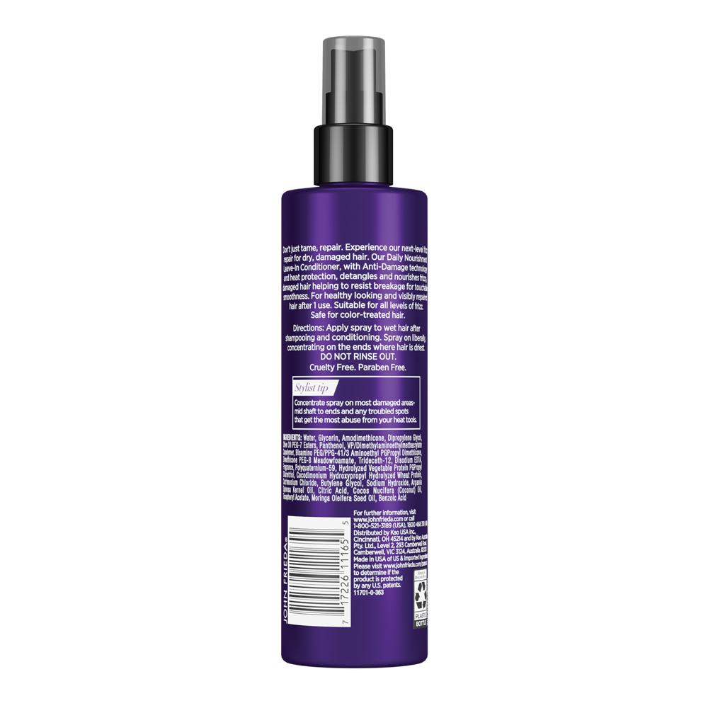 Back of Pack - Frizz Ease Daily Nourishment Leave-In Conditioner.