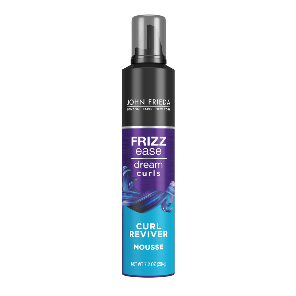 Front of Pack: Frizz Ease Dream Curls Curl Reviver Mousse.