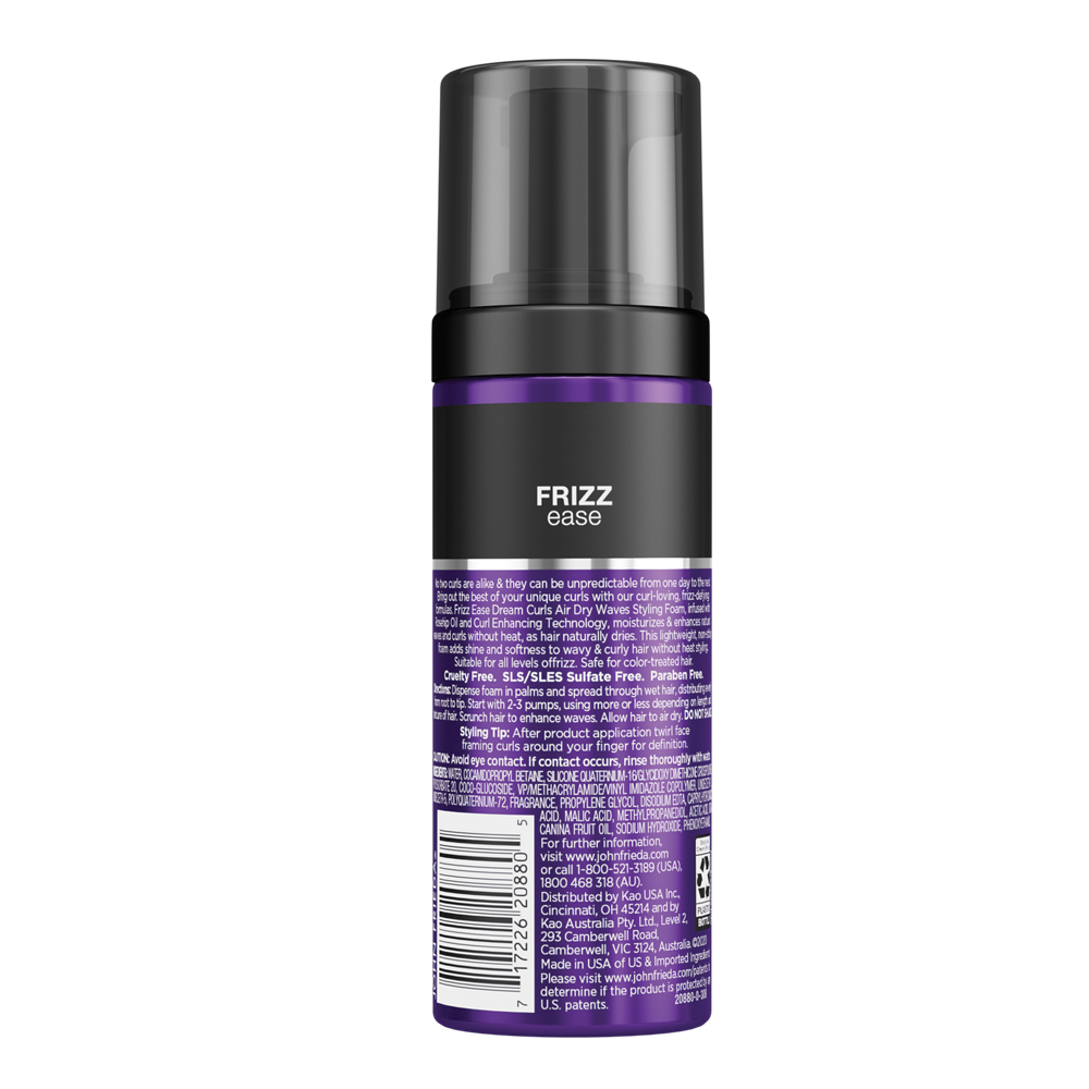 Back of Pack: Frizz Ease Dream Curls Air-Dry Waves Styling Foam.