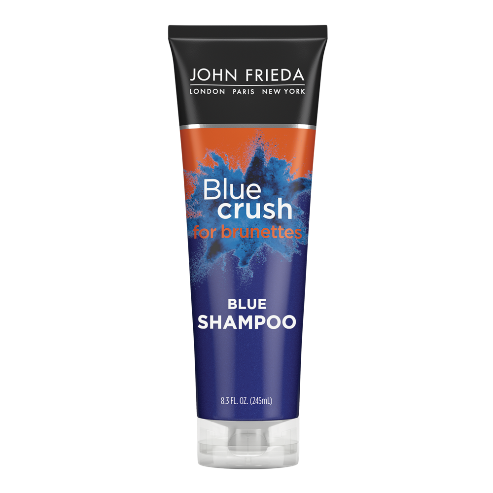 Front of Pack: Blue Crush for Brunettes Blue Shampoo.