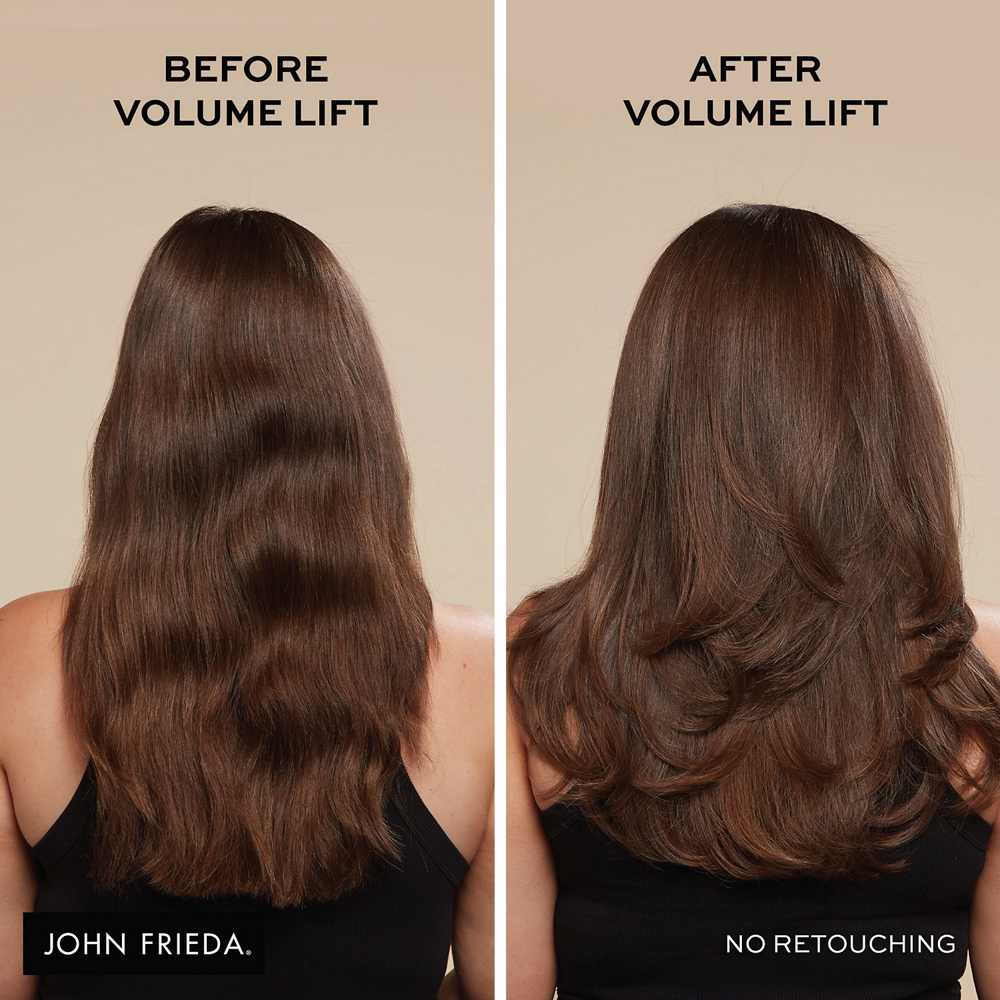 Hair before/after using the Volume Lift Collection.