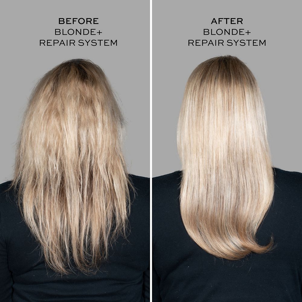 Before/After Blonde+ Repair System use.