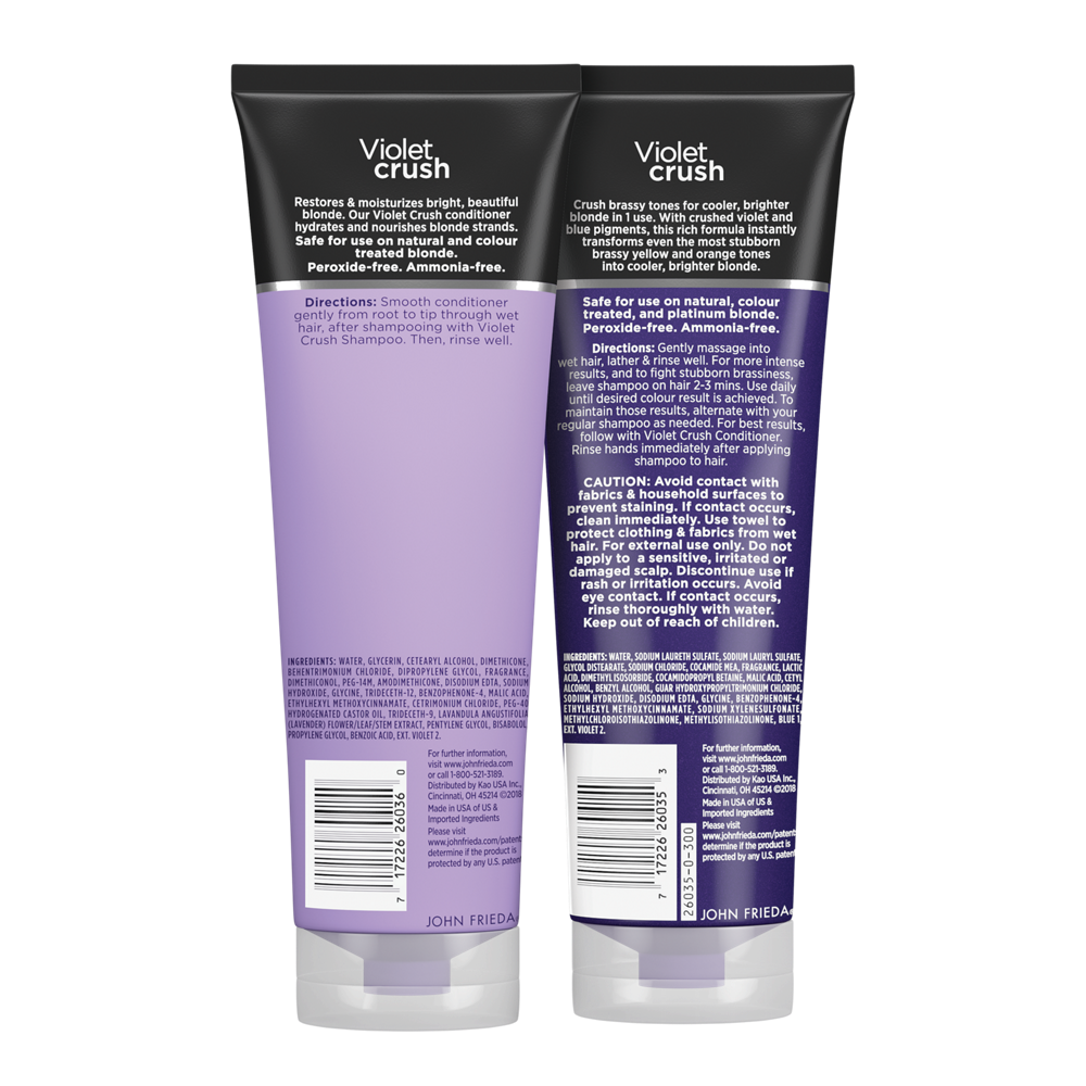 Back of Pack: Violet Crush for Blondes Shampoo and Conditioner