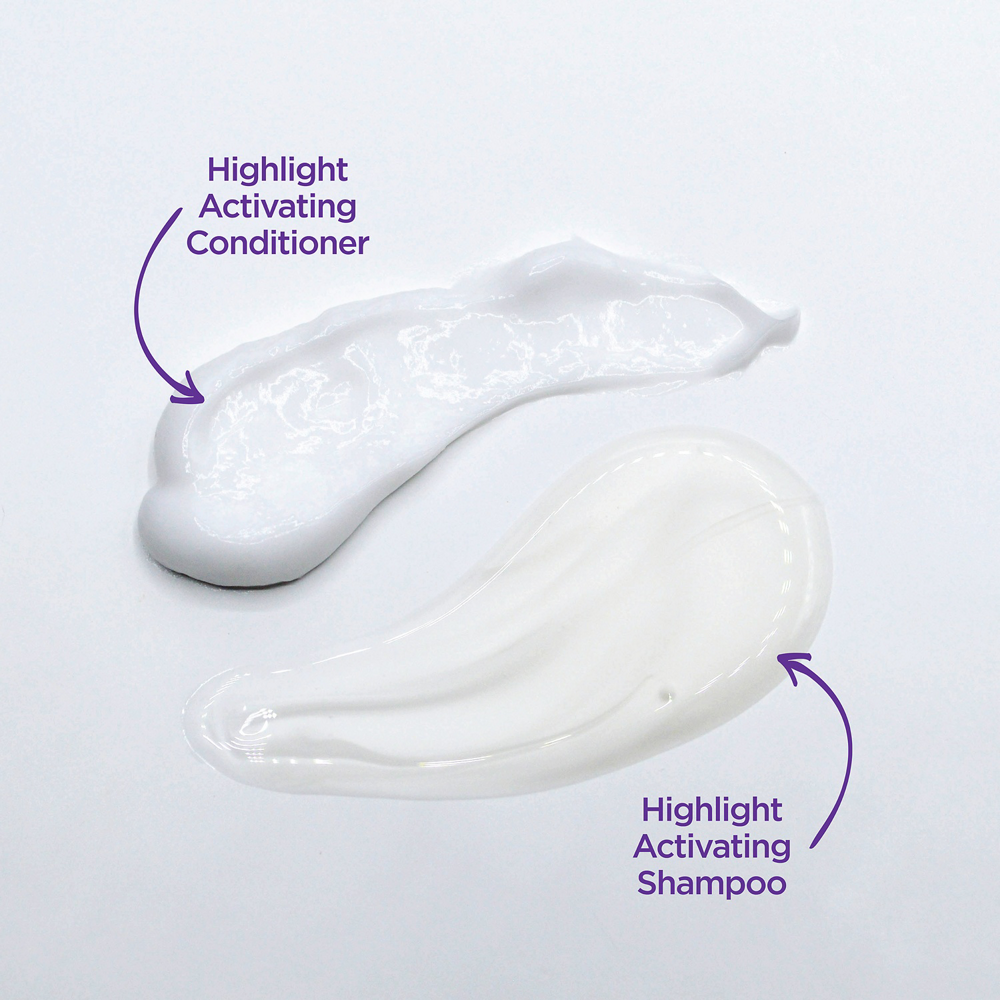 A swatch of the Highlight Activating Shampoo and Conditioner.