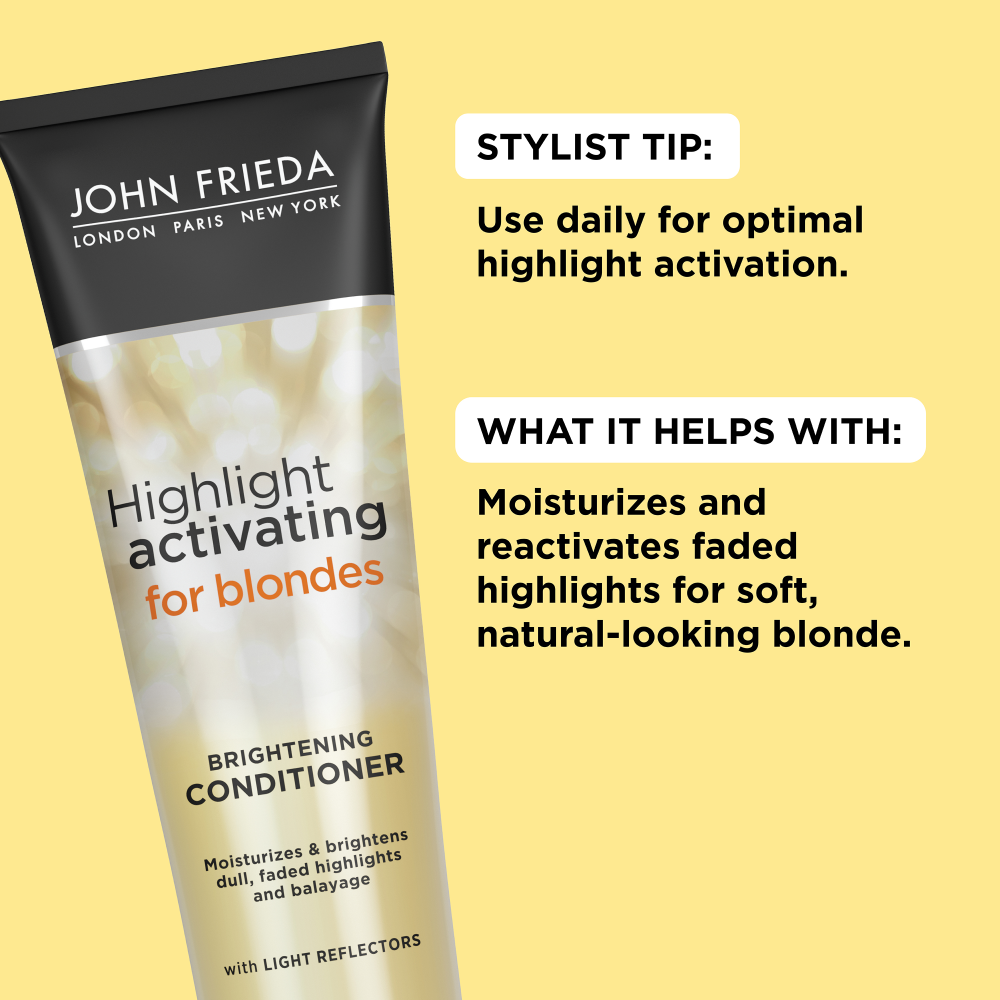 Stylist tip: Use daily for optimal highlight activation. What it helps with: Moisturizes and reactivates faded highlights for soft, natural looking blonde.