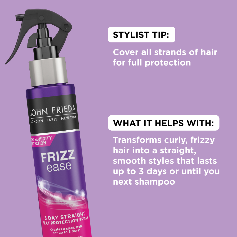 Stylist Tip: Cover all strands of hair for full protection. What it helps with: Transforms curly, frizzy hair into a straight, smooth style that lasts up to 3 days or until you next shampoo.