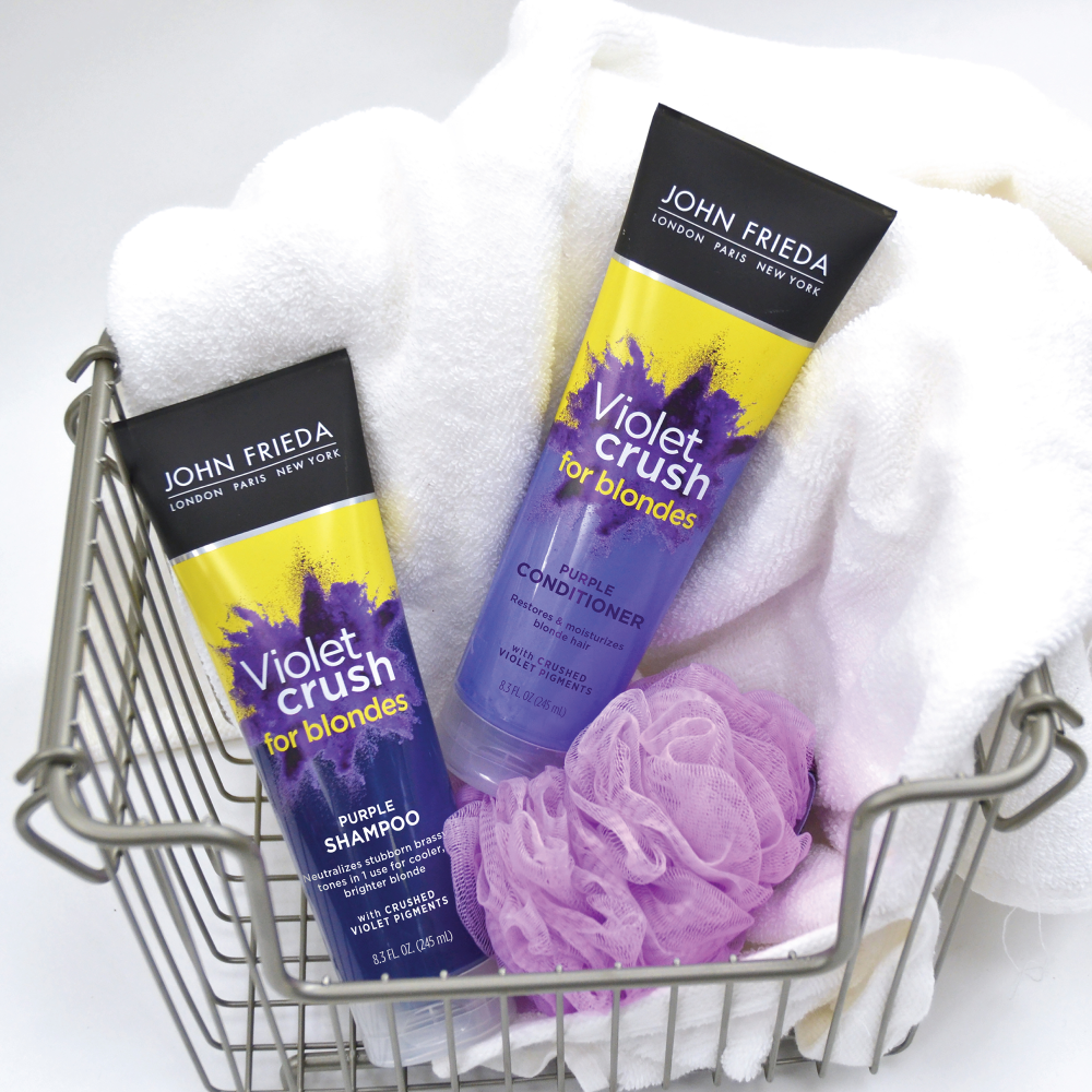 John Frieda Violet Crush for Blondes Purple Shampoo and Conditioner.