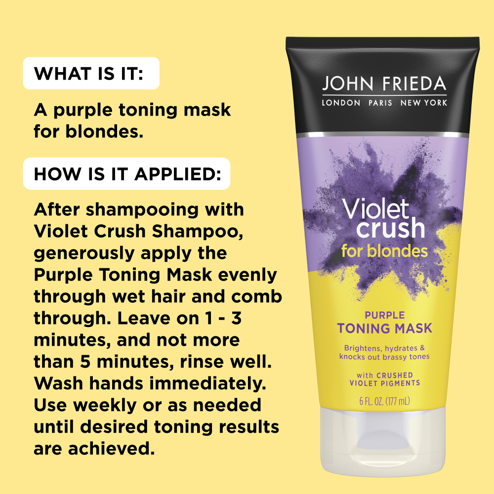 John Frieda Violet Crush for Blondes Purple Toning Mask - what it is and how it's applied.