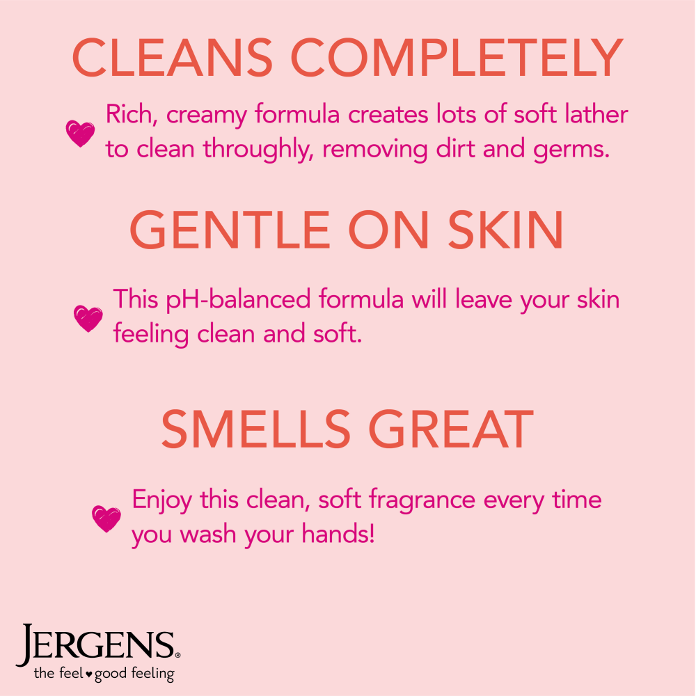 Cleans completely. Rich, creamy formula creates lots of soft lather to clean throughly, removing dirt and germs. Gentle on skin. This pH-balanced formula will leave your skin feeling clean and soft. Smeels great. Enjoy this clean, soft fragrance every time you wash your hands!