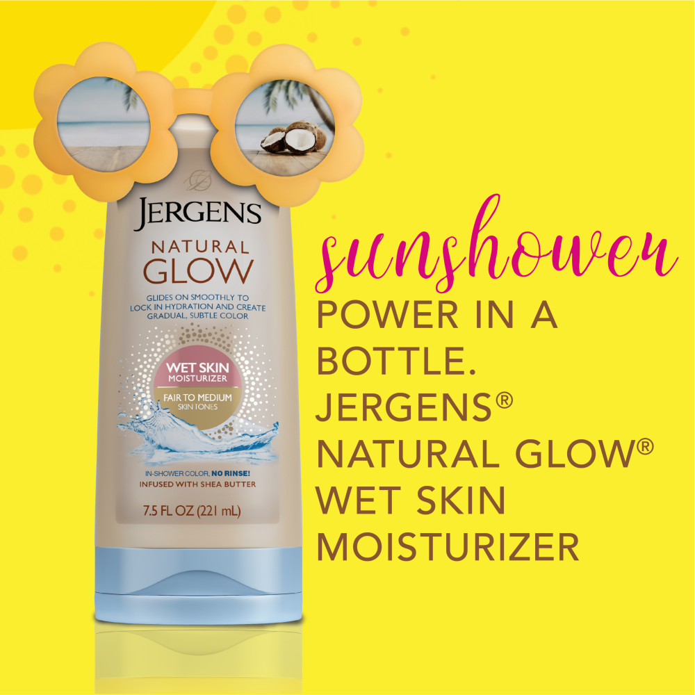 Sunshower power in a bottle. Jergens Natural Glow Wet Skin Moisturizer.