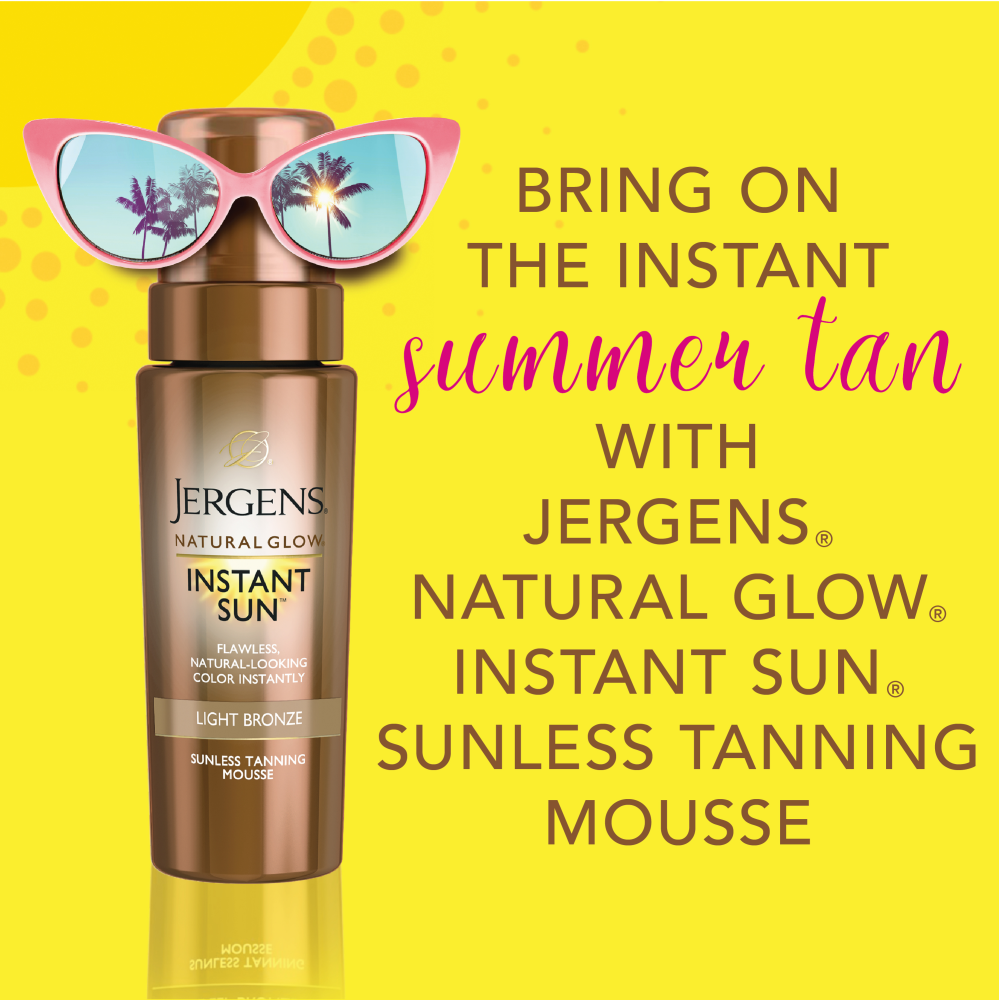 Bring on the instantsummer tan with Jergens Natural Glow Instant Sun Sunless Tanning Mousse