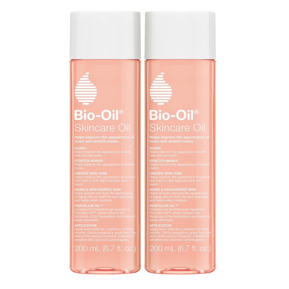 Two bottles of Bio-Oil Original 2 Month Bundle on a white background.