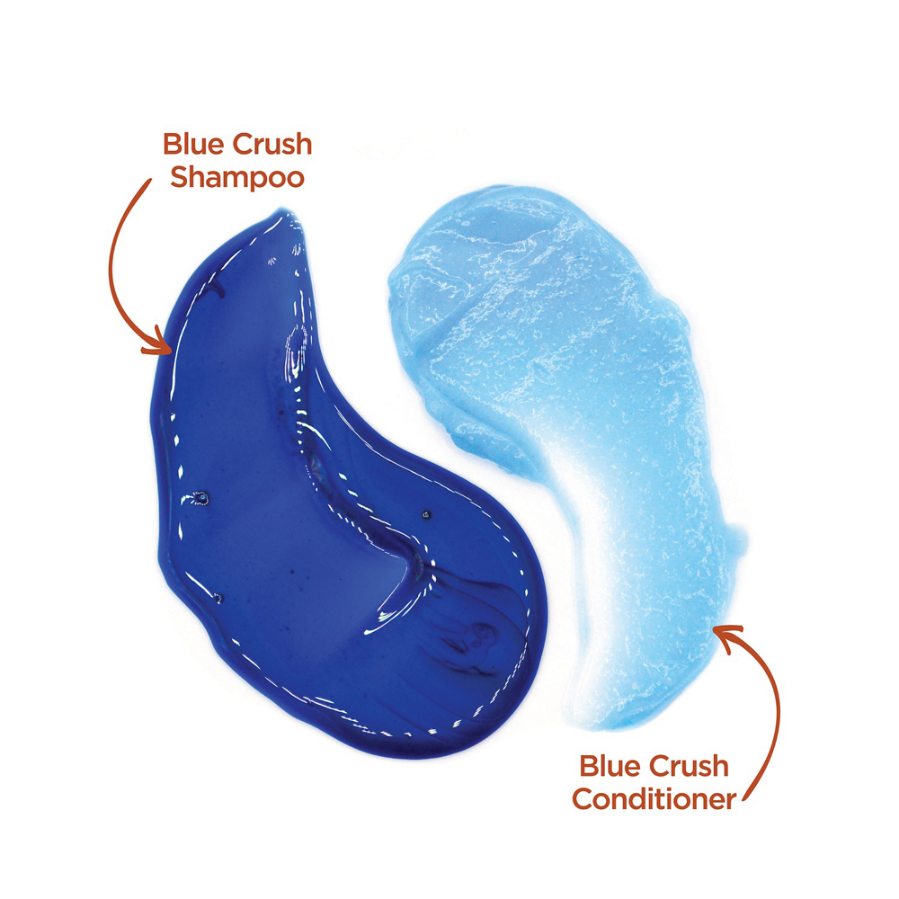 Swatch of Blue Crush for Brunettes Blue Shampoo and Conditioner.