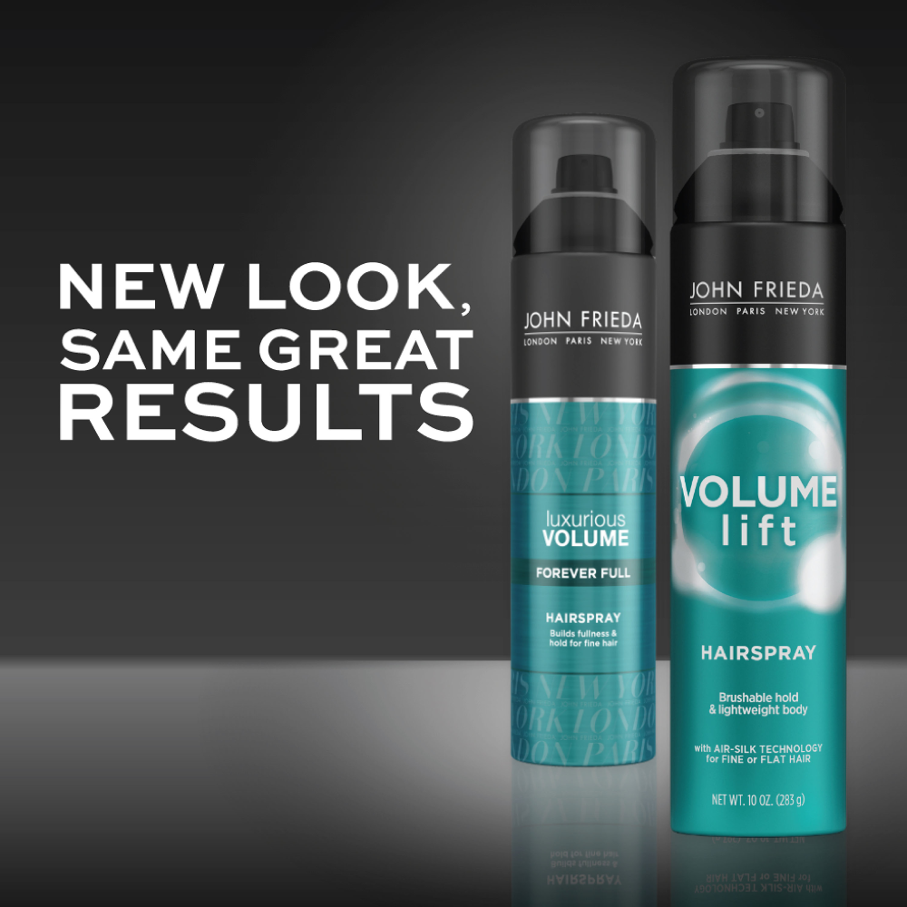 John Frieda Volume Lift Hairspray new look, same great results.