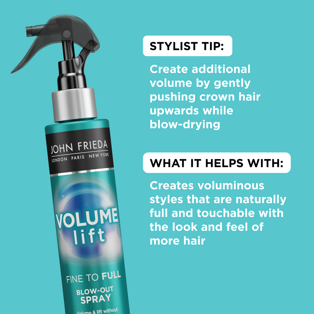 Stylist Tip: Create additional volume by gently pushing crown hair upwards while blow-drying. What it helps with: Creates voluminous styles that are naturally full and touchable with the look and feel of more hair.