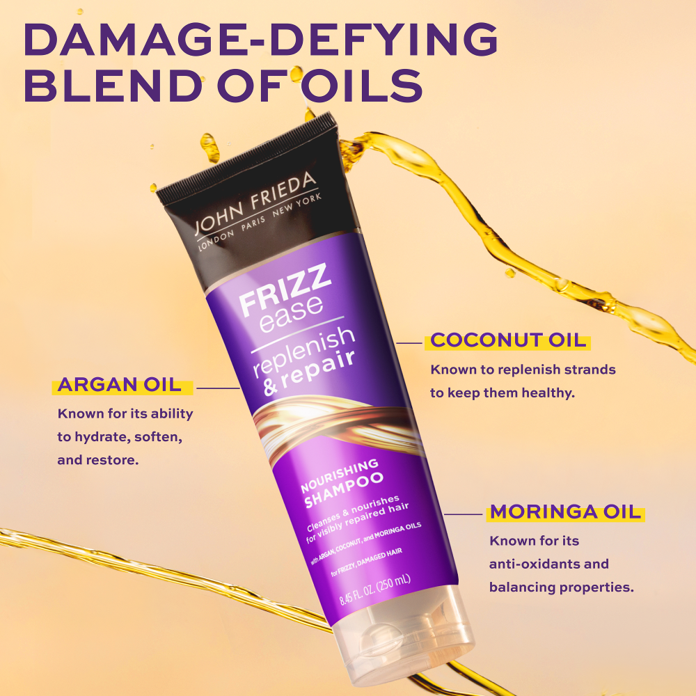 Damage-defying blend of oils. Argan Oil - known for it's ability to hydrate, soften, and restore. Cocnut Oil - known to replenish strands to keep them healthy. Moringa Oil - Know for its ant-oxidants and balancing properties.