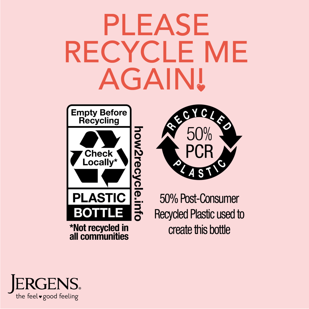 Please recycle me again! Empty before recycling. 50% recycled plastic.